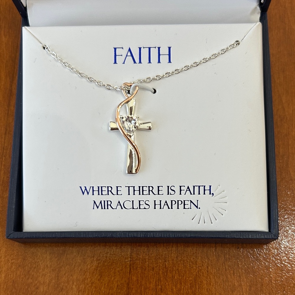 NWT Cross Necklace with Swarovski Crystal - Silver